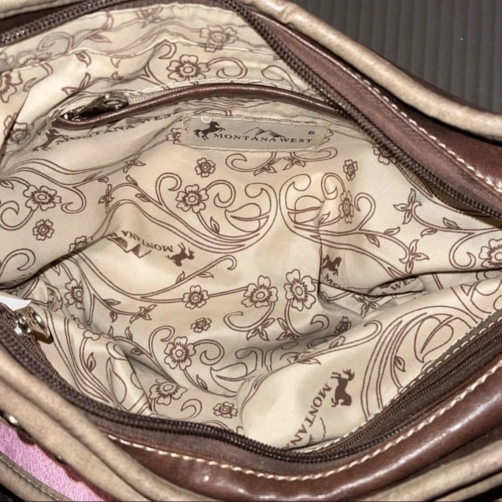 Vintage Montana West Brown Pink Tan Concealed Weapon Bag New Without Tags - Picture 13 of 17